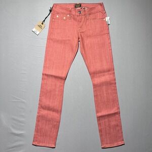 Civilianaire Jeans Womens 24‎ Red Coral Super Slim Selvedge Japanese Denim